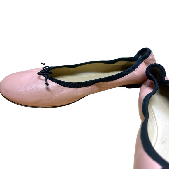 J. Crew leather ballet flats with cute bow pink and black size 7.5 light wear - Picture 3 of 7